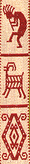 [double-faced images:  Kokopelli, mountain goat, kilim]