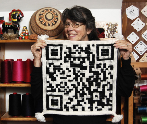 Linda with ply-split QR code