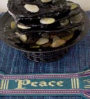 tabletop fountain with peace banner