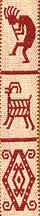 [double-faced images:  Kokopelli, mountain goat, kilim]